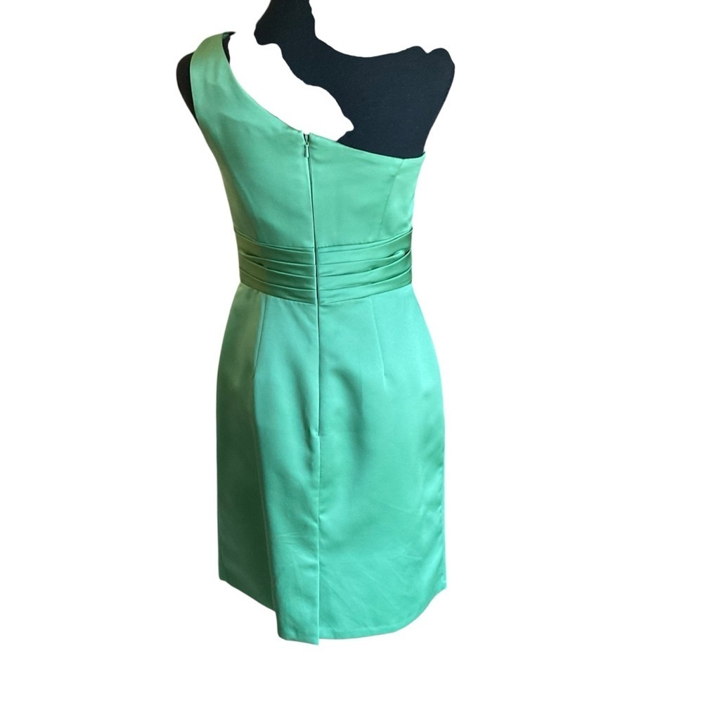 David's Bridal One-Shoulder Sage Green Cocktail Dress - Picture 5 of 9